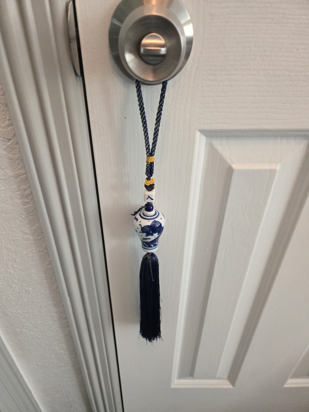 Blue and White Chinese Ceramic Tassel Door Hanging